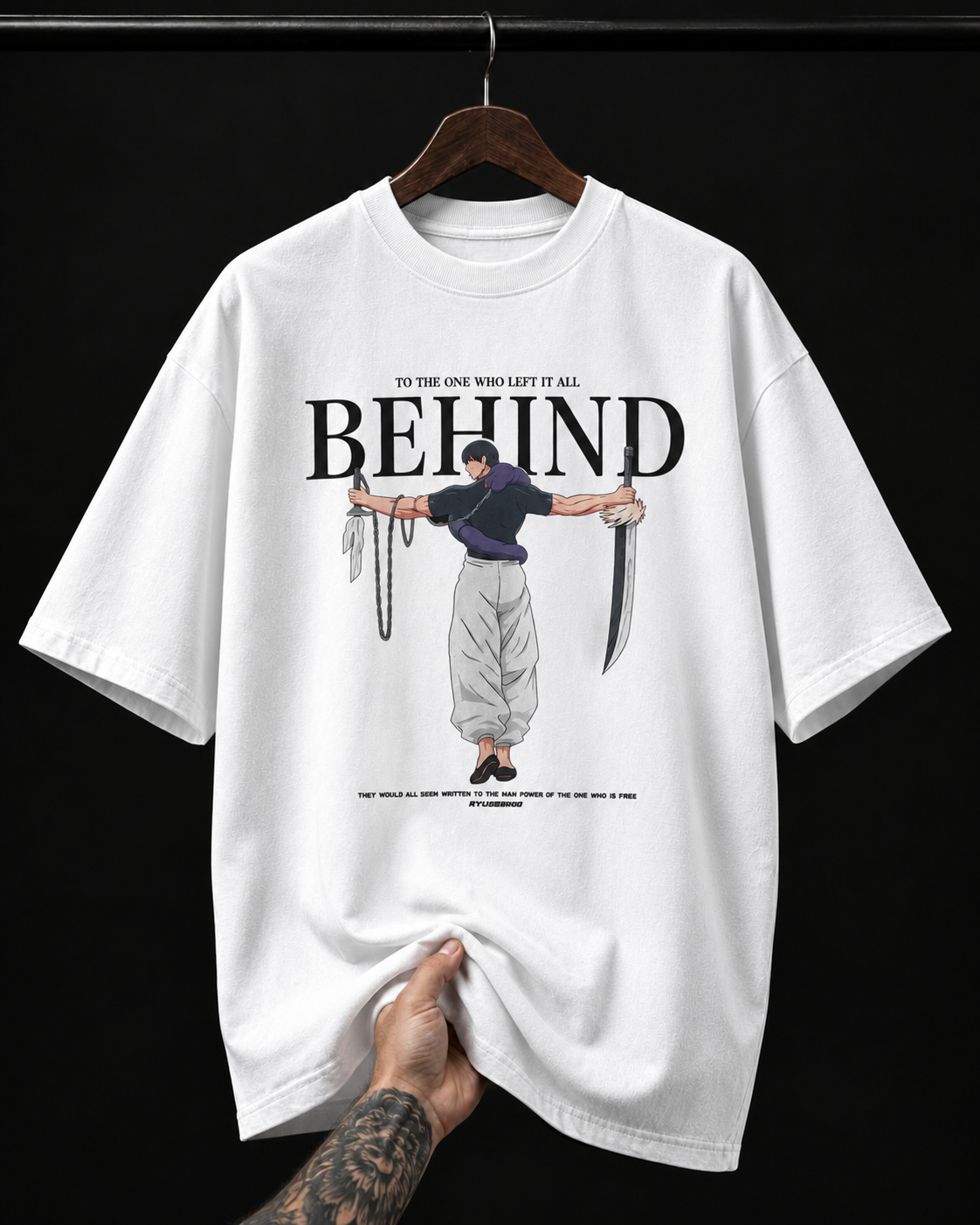 Left It All Behind" Premium Oversized Anime Tee - Black