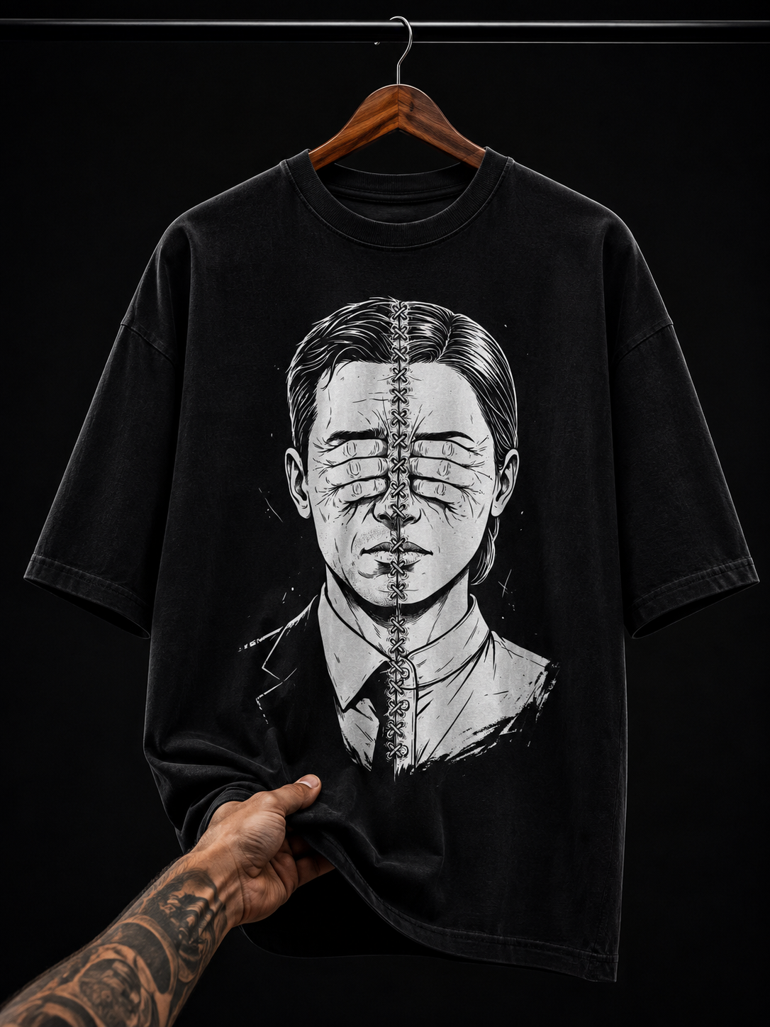 Surreal Anatomy Spine Portrait graphic T-shirt