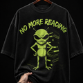 No More Reading Alien and Books graphic T-shirt