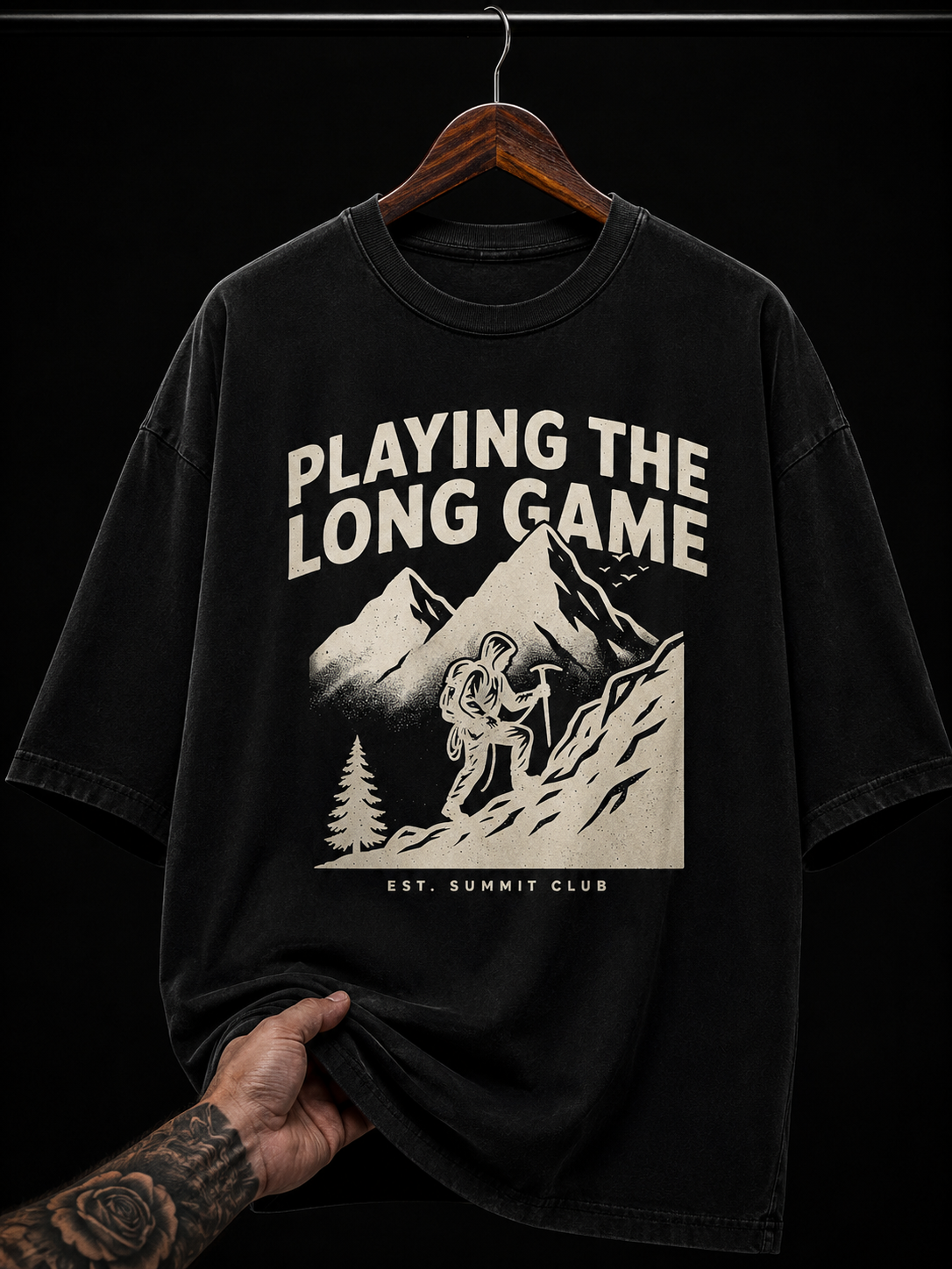 Playing The Long Game Mountain graphic T-shirt