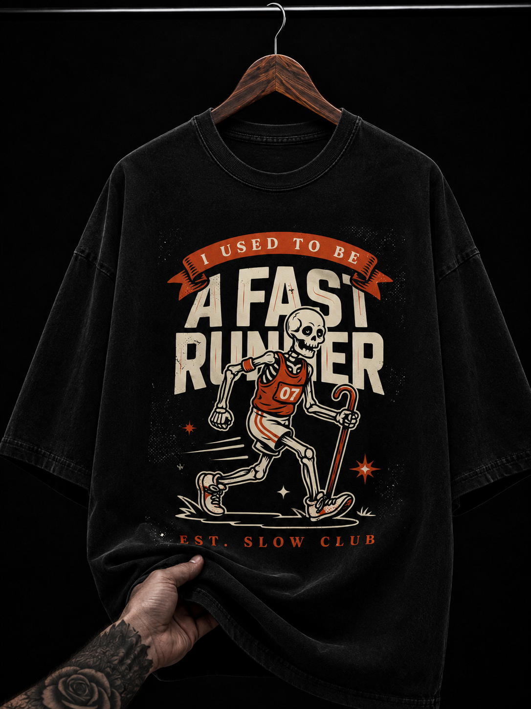 Fast Runner Skeleton graphic T-shirt
