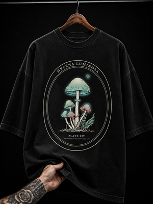 Mycena Luminosa Glowing Mushroom graphic T-shirt