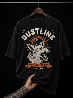 Dustline Howl At The Sun Wolf graphic T-shirt