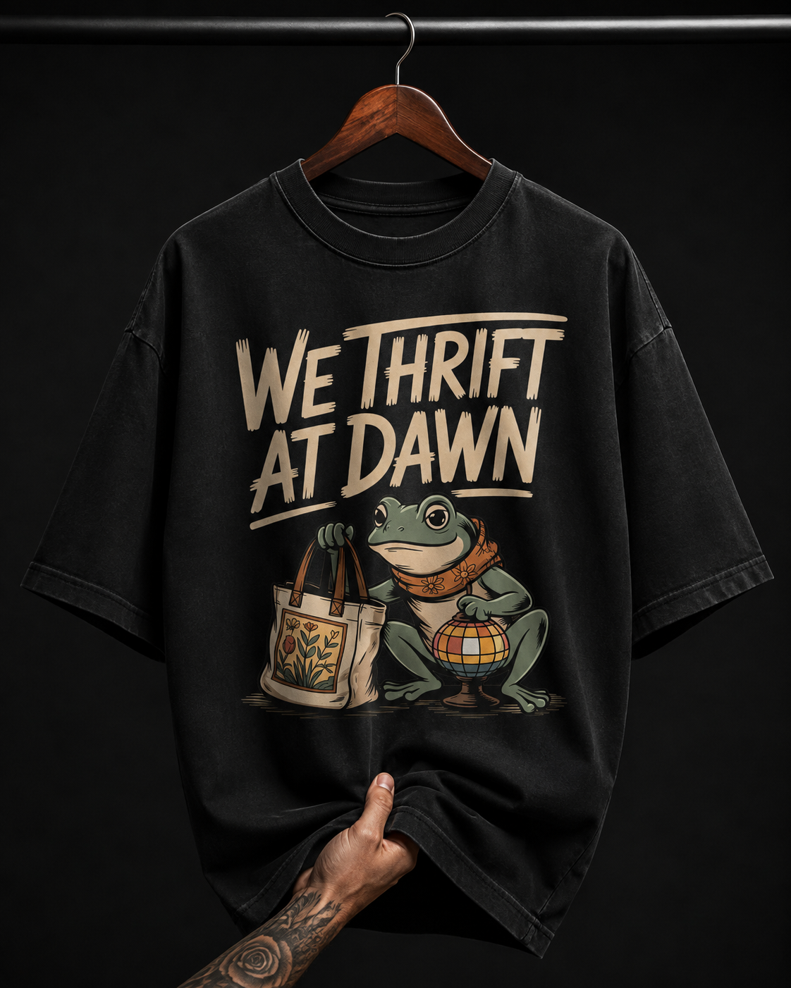 We Thrift At Dawn Frog graphic T-shirt