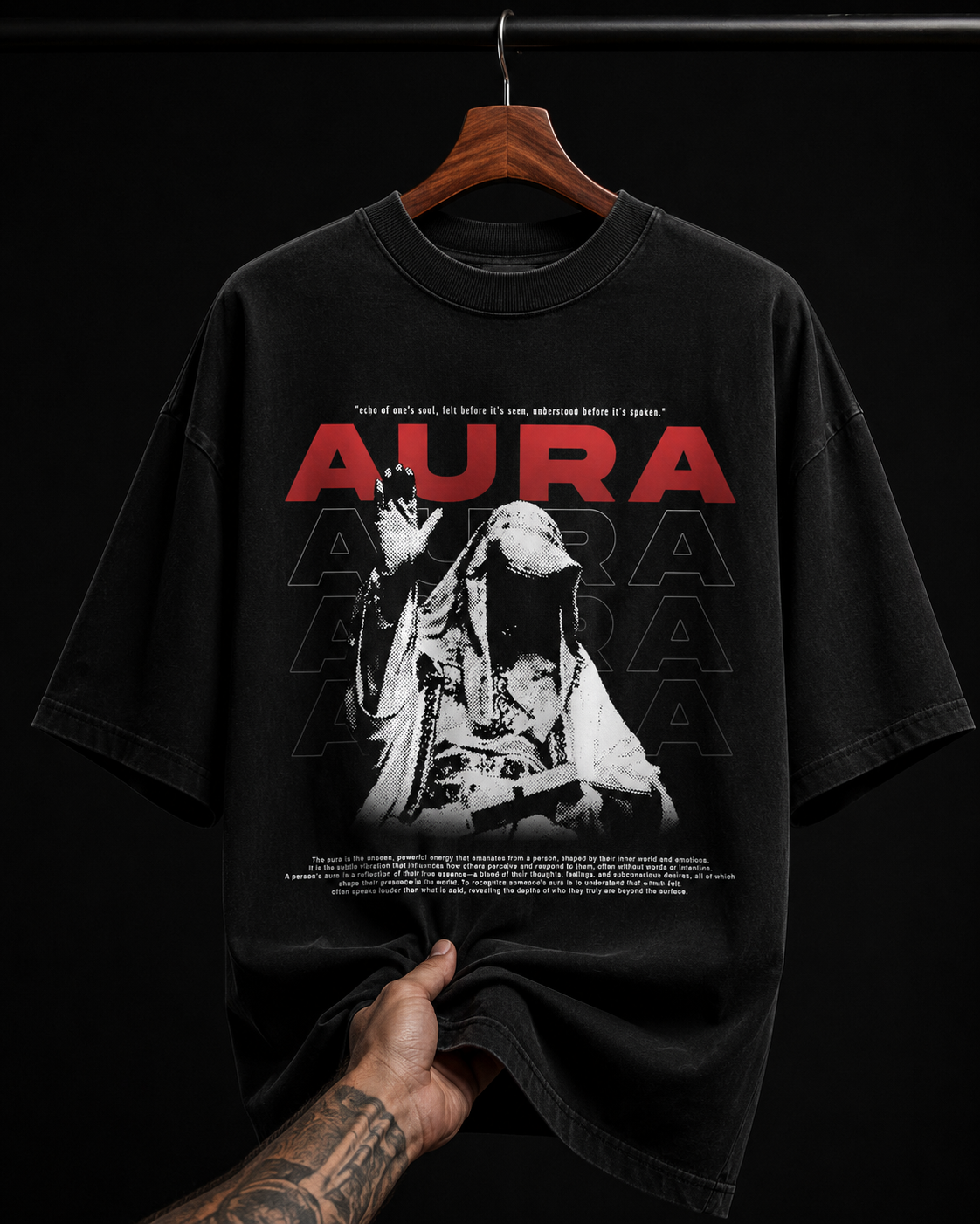 Aura Hooded Figure graphic T-shirt