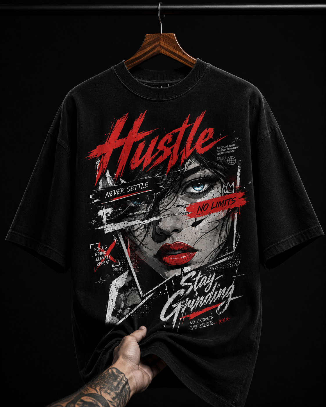 Hustle Stay Grinding graphic T-shirt