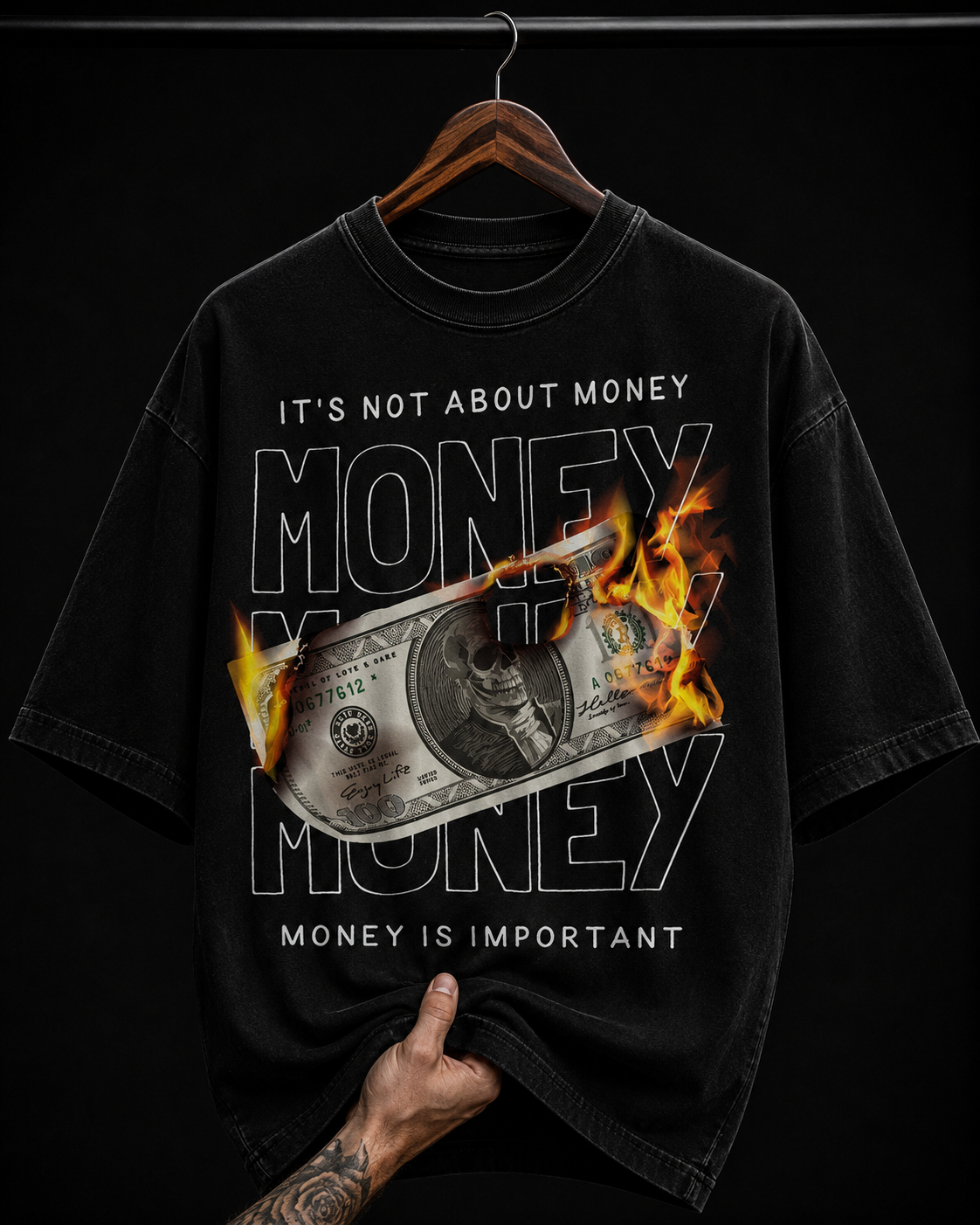 Money Burning Dollar graphic T-shirt