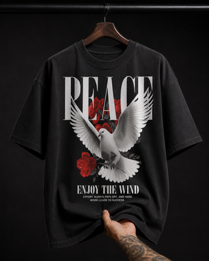 Peace Dove and Red Roses graphic T-shirt