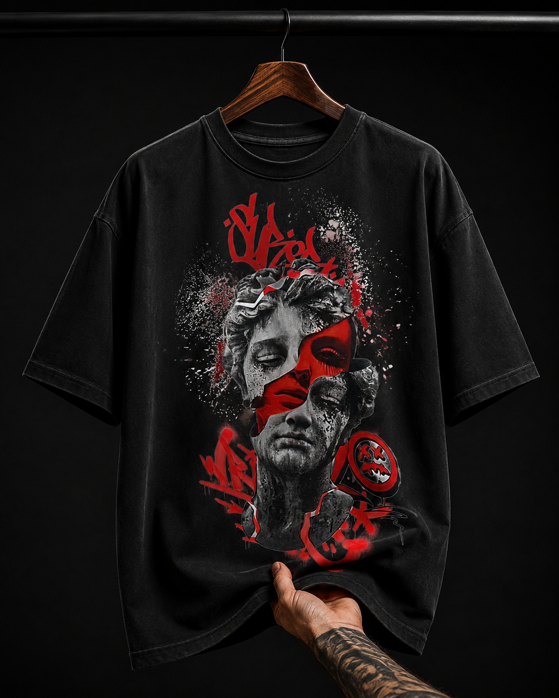 Fractured Classical Statue graphic T-shirt