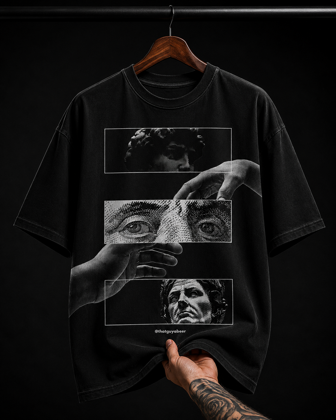 Cinematic Classical Frames and Hands graphic T-shirt