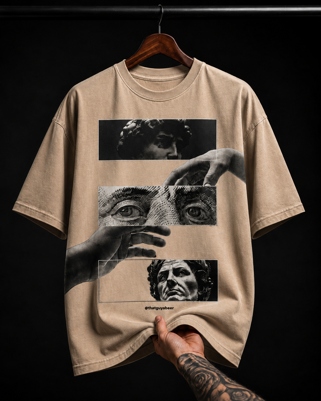 Cinematic Classical Frames and Hands graphic T-shirt