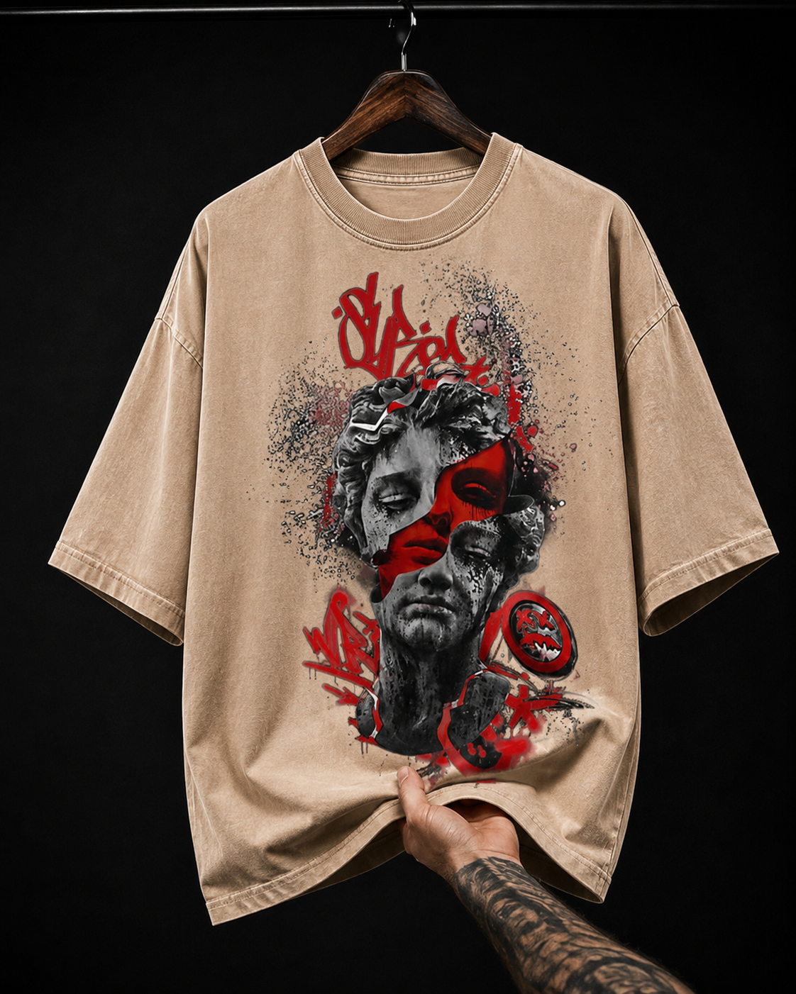 Fractured Classical Statue graphic T-shirt