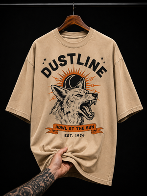 Dustline Howl At The Sun Wolf graphic T-shirt