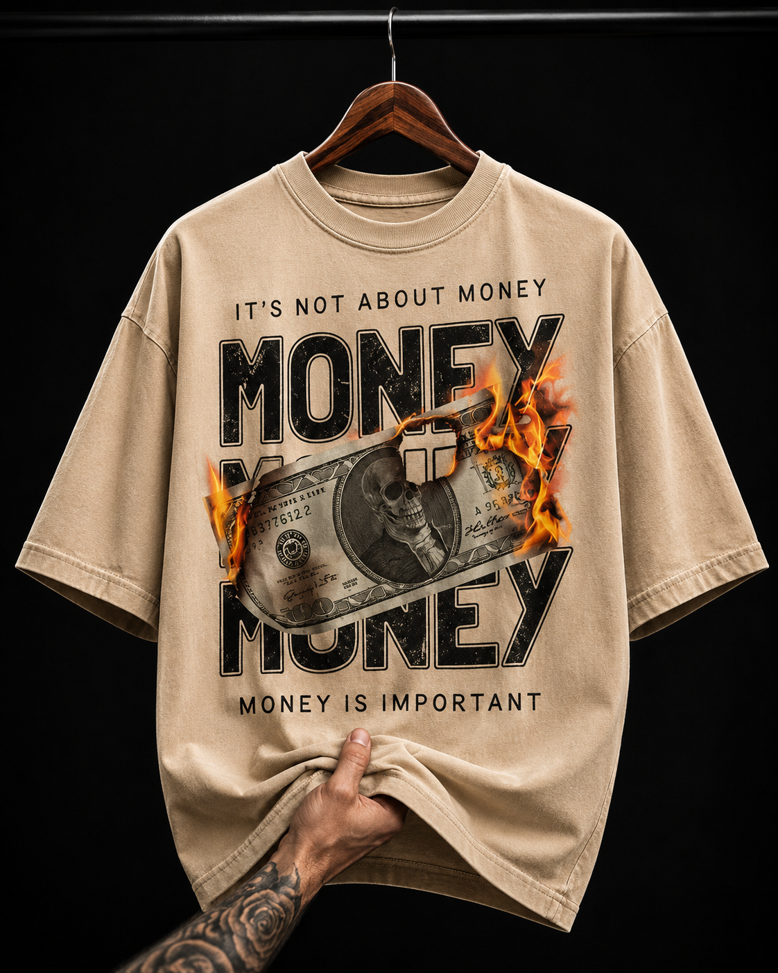 Money Burning Dollar graphic T-shirt