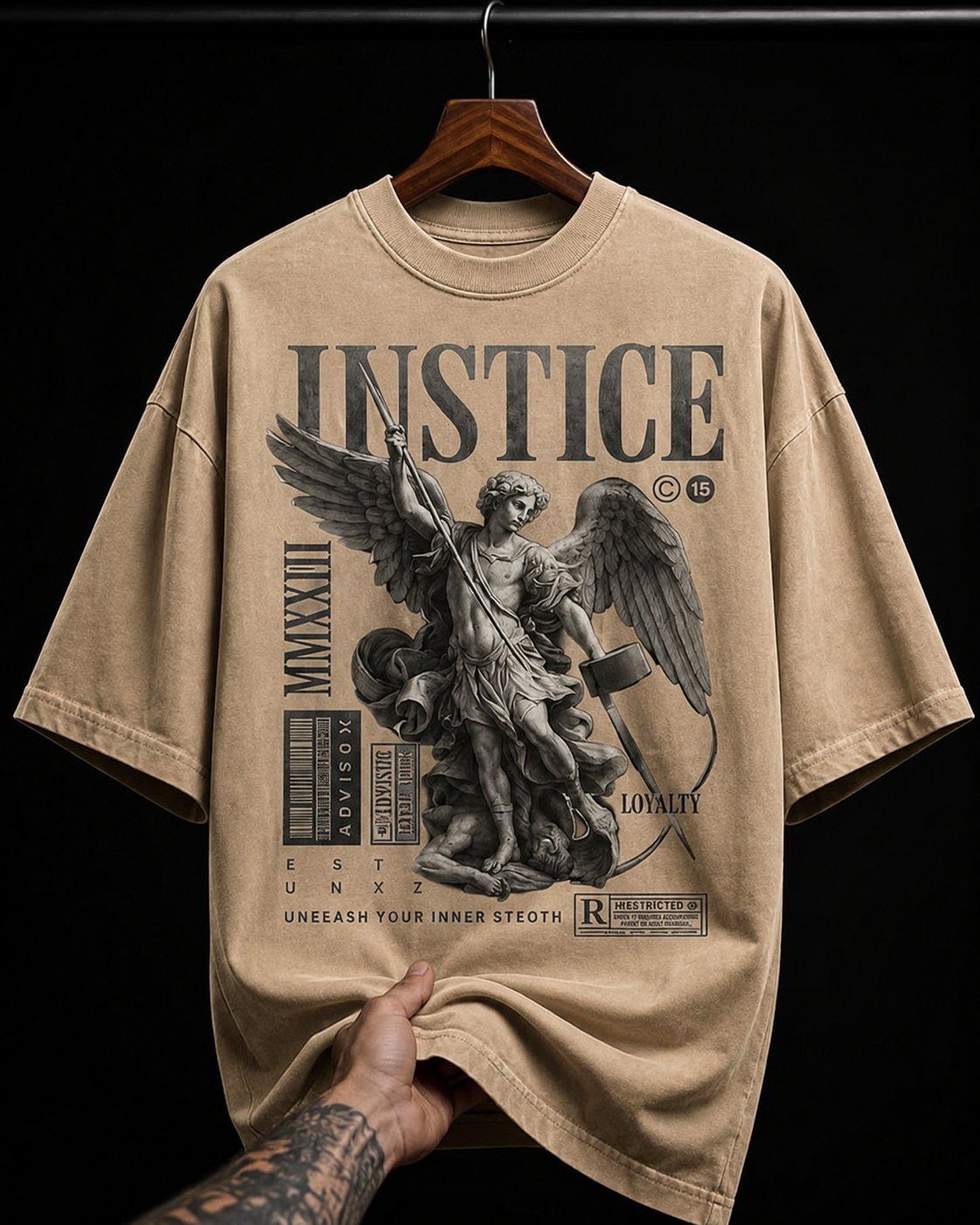 Instice Angel Statue graphic T-shirt