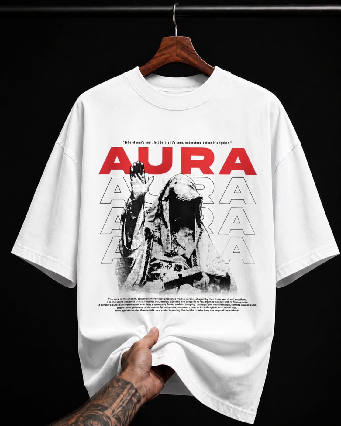 Aura Hooded Figure graphic T-shirt