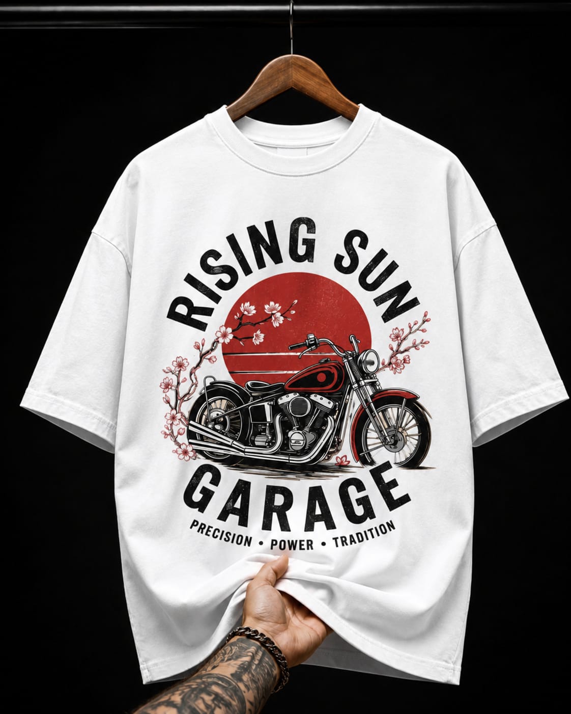 Rising Sun Garage Motorcycle graphic T-shirt